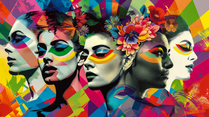 Collage celebrating the togetherness and vibrancy of the LGBT community. - obrazy, fototapety, plakaty