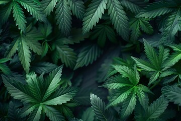 medical marijuana background. cannabis. green leaves.