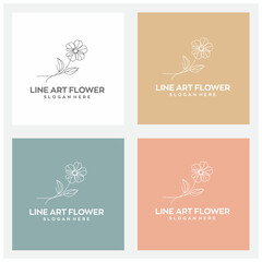 line art flower logo design with editable vector file