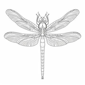 A dragonfly, an insect. A black and white coloring book. coloring pages for children.