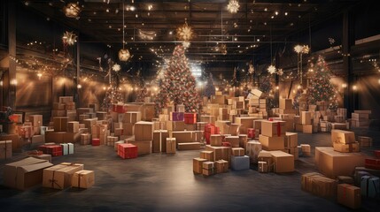 Obraz premium gifts holiday shipping boxes