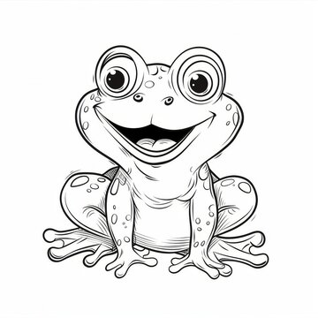 Cute frog, Black and white coloring book. coloring pages for children.