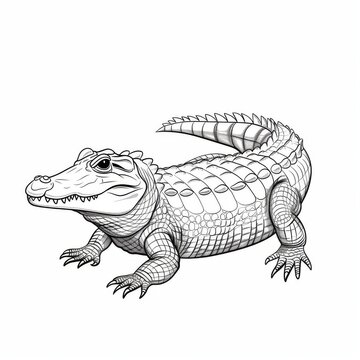 Crocodile, black and white coloring book. coloring pages for children.