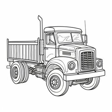 Car, truck, transport. A black and white coloring book. coloring pages for children.