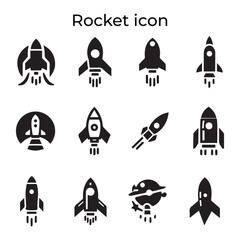 Basic Black Vector Icons with a Rocket Icon Set © cooldesignersc