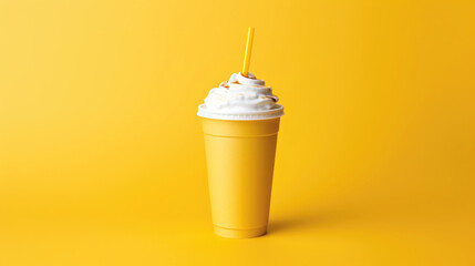 Whipped Cream Coffee in Yellow Cup