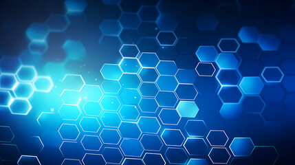 Digital technology hexagon cyber security concept, blue technology background