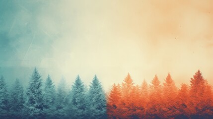 Serene Winter Forest with Warm-Cool Gradient Sky