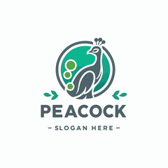 peacock logo design flat color illustration