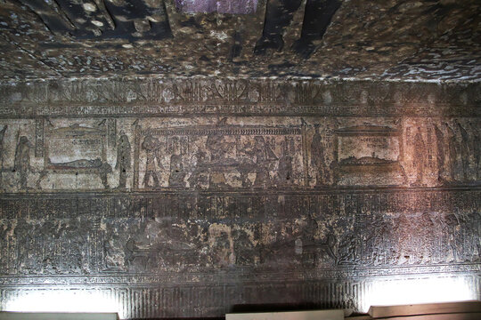 Dendera / Egypt - 02 Mar 2017: Ancient temple Hathor in Dendera, Egypt