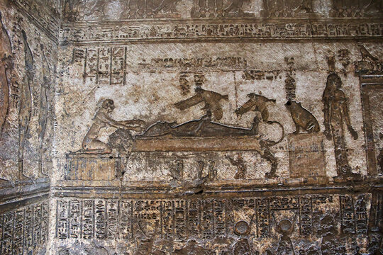 Dendera / Egypt - 02 Mar 2017: Ancient temple Hathor in Dendera, Egypt