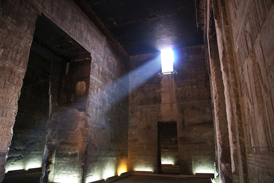 Dendera, Egypt - 02 Mar 2017: Ancient temple Hathor in Dendera, Egypt