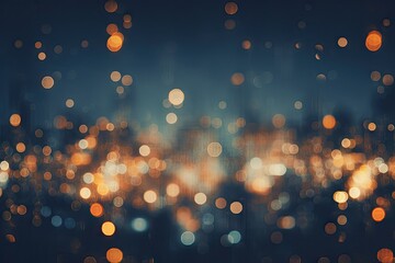 Abstract Rainy Night in the City with Glowing Bokeh Lights and Reflections - obrazy, fototapety, plakaty