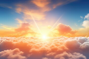 Fototapeta premium The sun is shining at the sky beautiful wallpaper artwork, sun is shining at the sky, Ai generated