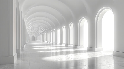 White corridor with columns. Created with Ai