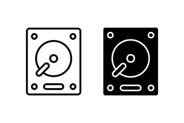 Hard disk icon vector set. Hdd storage backup symbol