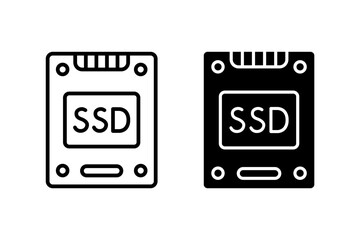Ssd icon vector set. Ssd storage backup symbol