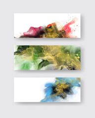 Luxury abstract background set of marble liquid ink art.