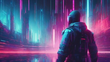 woman dancing in the nightclub, vhs neon distorted cyberpunk glitch wallpaper background
