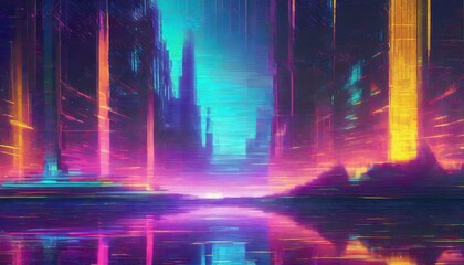 vhs neon distorted cyberpunk glitch wallpaper background