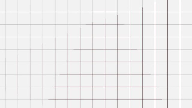 Animated Grid Paper Texture and graph paper background with black lines with animated red lines on grid lines. Background Animation for yours presentations, infographics, charts, graphs, diagrams. 4k