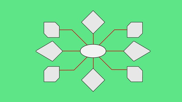 Infographics Decision tree, flow chart, diagram self drawing animation. Different blank shapes for text with circle. Isolated design infographics. Animation for yours presentation. Alpha channel. 4k