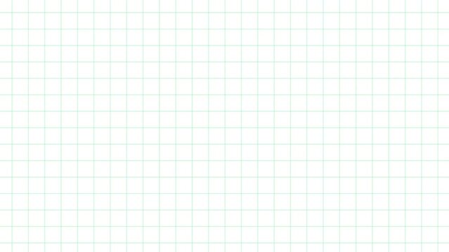 Animated Grid Paper Texture and graph paper background with green lines. Background Animation for yours presentations, infographics, charts, graphs, diagrams. Animated 
green lines covers whole paper.
