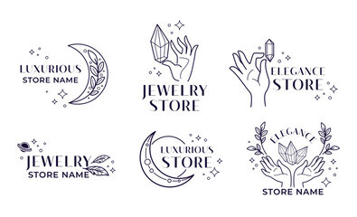 Label design set for jewelry store advertising