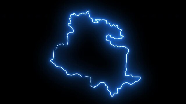 map of Bradford in england with glowing neon effect