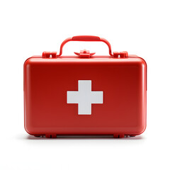 Fototapeta premium Red first aid kit on a white background 