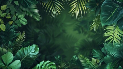 Fototapeta na wymiar Green Leaves on Soft Background, Fresh green leaves arranged artistically on a muted green background.
