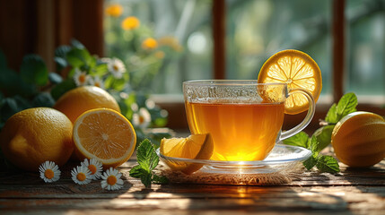 Wellness Ginger Tea: Lemon Wedge Zest