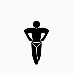 Muscular Man Icon. Brawny Guy Symbol.