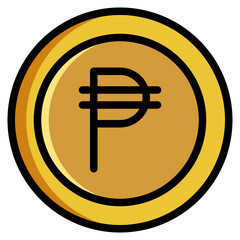 Obraz premium Peso, Coin, Money, Filled Outline Icon