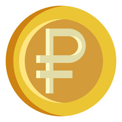 Obraz premium Ruble, Coin, Money, Flat Icon