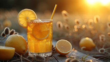 Soothing Hot Lemon Water: Honey Dipper Sweetness - obrazy, fototapety, plakaty