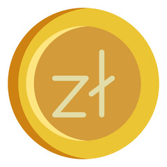  Zloty, Coin, Money, Flat Icon
