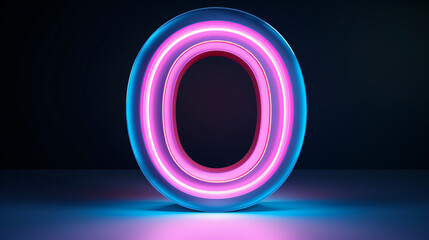 3d neon light number Zero