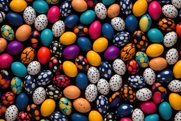 Fototapeta na wymiar Easter eggs background. Top view of colorful easter eggs.