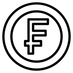  Swiss Franc, Coin, Money, Outline Icon