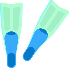 pair of fins flat vector, blue color, scuba diving equipment © Khai