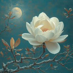 A Pearl Magnolia: Tranquility in a Moonlit Grove
