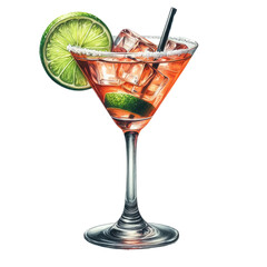 watercolor cocktail with soft drinks