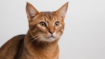 Obraz premium Portrait of Ruddy abyssinian cat on grey background