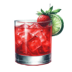 watercolor cocktail with soft drinks