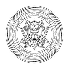  Mehndi lotus flower pattern for Henna drawing mandala design coloring book page