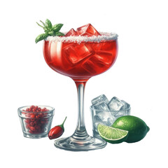 watercolor cocktail with soft drinks