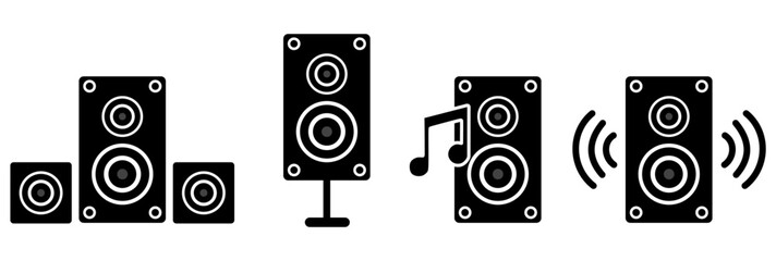 Music Speaker icon, load woofer box vector icon set.