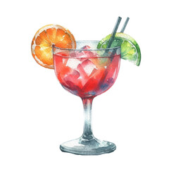 watercolor cocktail with soft drinks