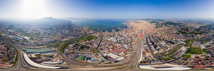 Naples, Italy. Panorama of the city on a summer day. Sunny weather. Panorama 360. Aerial view